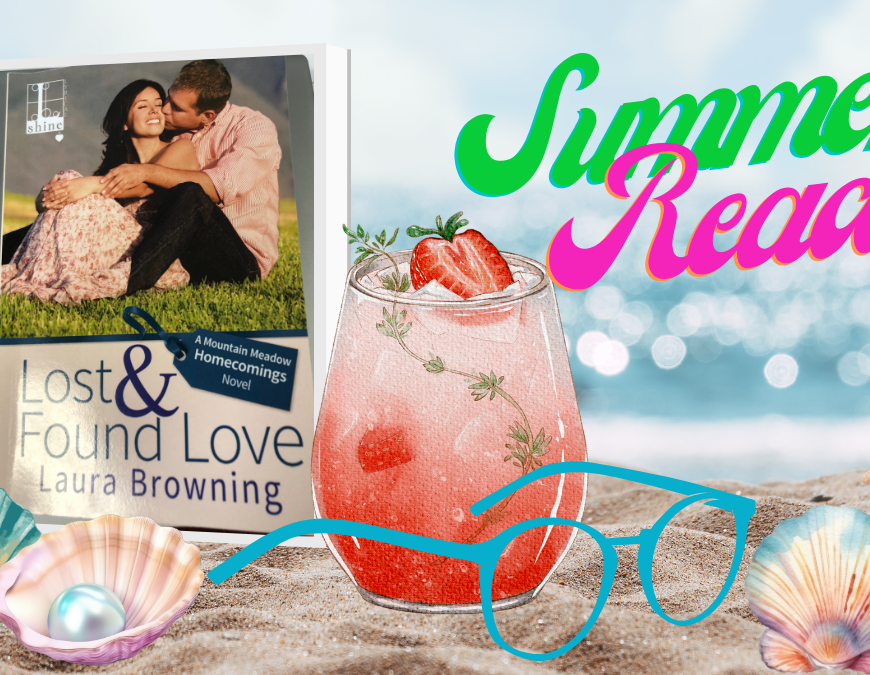 beach with a book, drink and shells